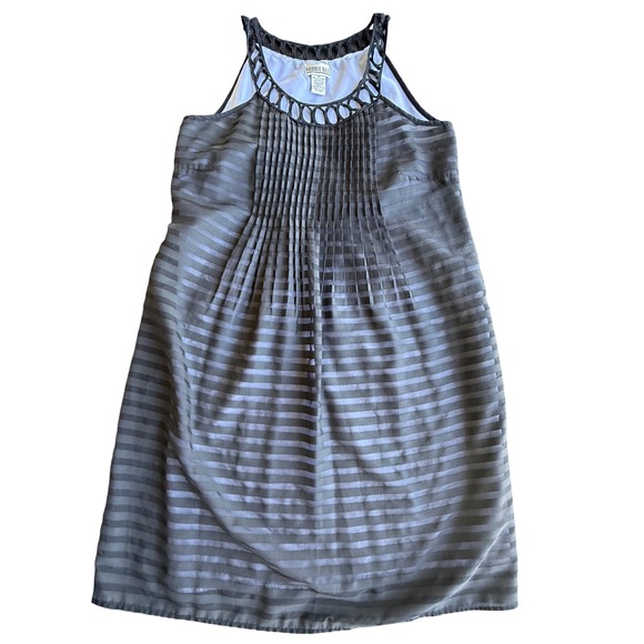 Robbie Bee Dresses & Skirts - Robbie Bee Black Striped Sleeveless Sheath Dress Lattice Neckline Size 12